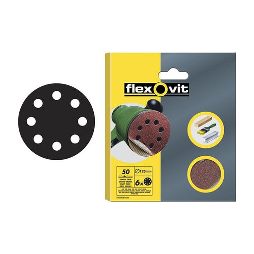 Flexovit Hook & Loop Sanding Disc 115mm Coarse 50G (Pack 6) Flexovit - Dynamic Drive