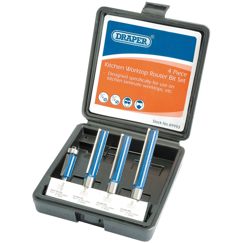 Draper Extra Long Router Bit Set (4 Piece) 89993 Draper - Dynamic Drive