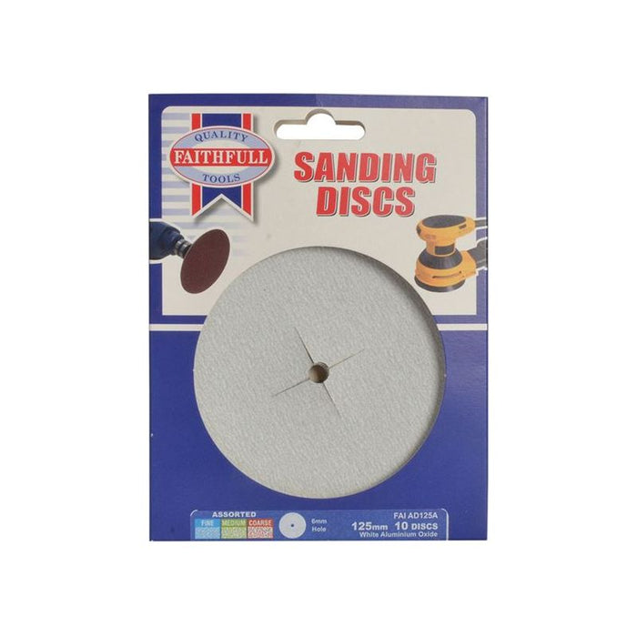 Faithfull Paper Sanding Disc 6 x 125mm Assorted (Pack 10) Faithfull - Dynamic Drive