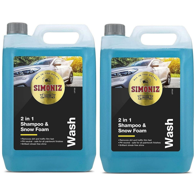 2x Simoniz Car Shampoo & Snow Foam Removes Dirt Streak-Free Cleaner 5L Simoniz  - Dynamic Drive