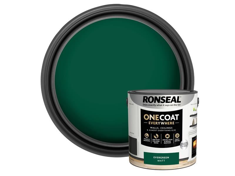 Ronseal One Coat Everywhere Interior Paint Evergreen Matt 2.5 litre Ronseal - Dynamic Drive
