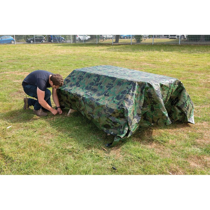 Silverline Camouflage Tarpaulin Cut 2.4 x 3m / Actual 2.3 x 2.85m Silverline - Dynamic Drive