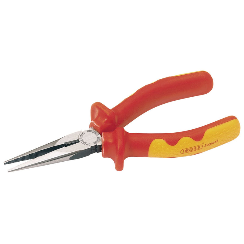 Draper VDE Approved Fully Insulated Long Nose Pliers, 160mm 69174 Draper - Dynamic Drive