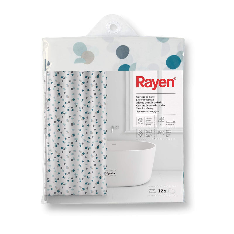 Shower Curtain White & Green Dot 234701 Rayen - Dynamic Drive