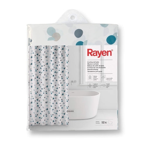 Shower Curtain White & Green Dot 234701 Rayen - Dynamic Drive