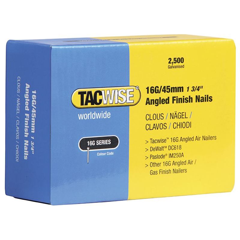 Tacwise 16G Angled Finish Nails63mm for DC618K (Pack 2500) Tacwise - Dynamic Drive