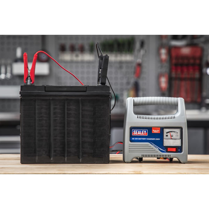Sealey DSBC4 Battery Charger 12V 4Amp 230V Automatic Car / Bike / Van 12-48Ah Sealey  - Dynamic Drive