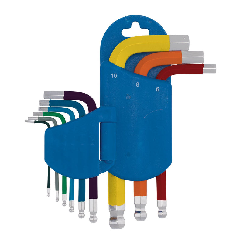 Draper Expert Metric Short Arm Ball End Hex Key Set, Colour Coded (9 Piece) Draper - Dynamic Drive
