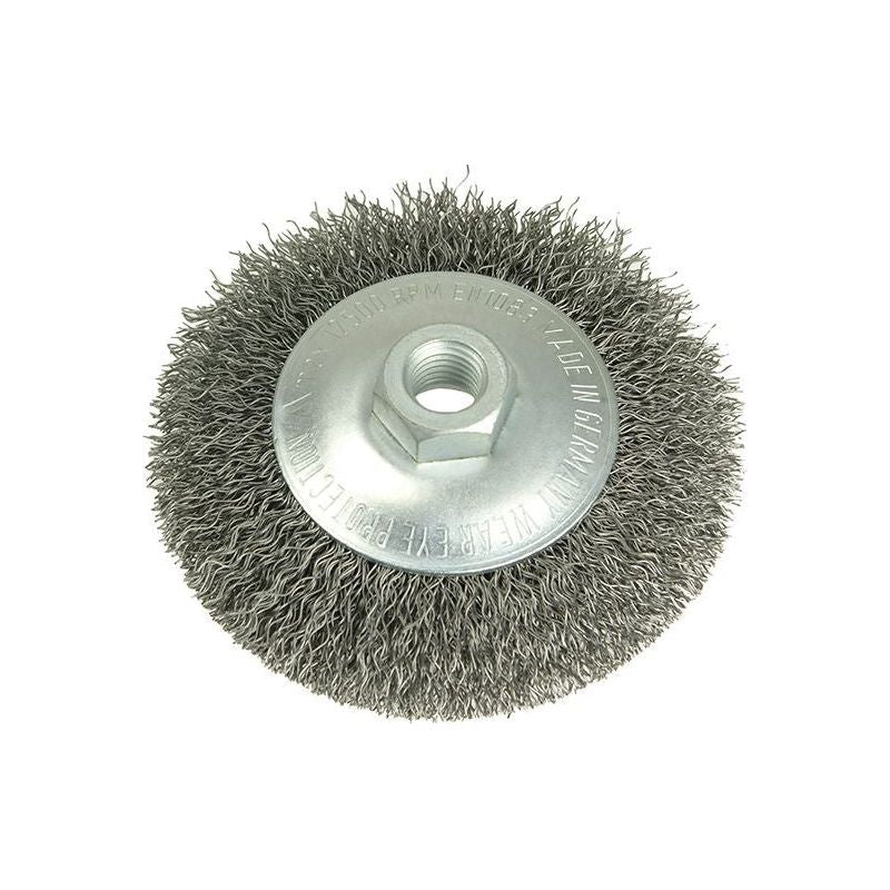 Lessmann Conical Bevel Brush 100mm x M14 Bore, 0.35 Steel Wire Lessmann - Dynamic Drive