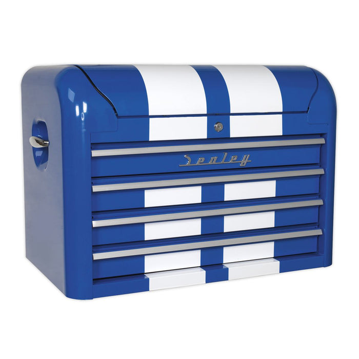 Sealey Topchest 4 Drawer Retro Style Blue with White Stripes AP28104BWS Sealey - Dynamic Drive