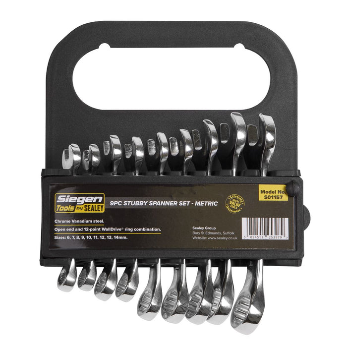 Sealey Stubby Combination Spanner Set 9pc Metric S01157 Siegen by Sealey - Dynamic Drive