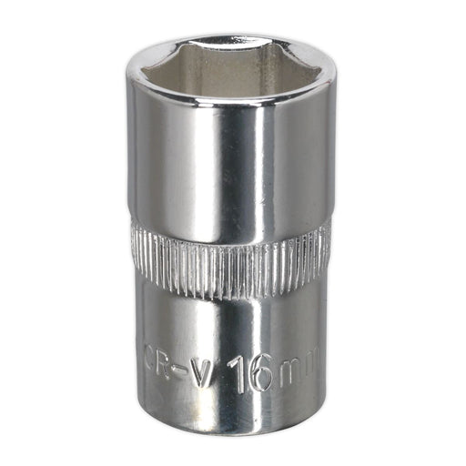 Sealey WallDrive Socket 16mm 1/2"Sq Drive Fully Polished SP1216 Sealey - Dynamic Drive