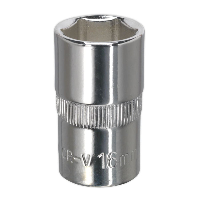 Sealey WallDrive Socket 16mm 1/2"Sq Drive Fully Polished SP1216 Sealey - Dynamic Drive