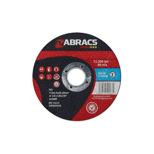 Connect Abracs Flat Cutting Discs 115mm x 3.0mm 10pc 32056 Tool Connection - Dynamic Drive