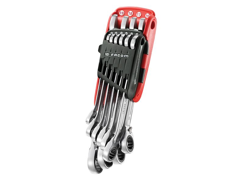 Facom 467B.JP10PB Ratchet Combination Wrench Set, 10 Piece Facom - Dynamic Drive
