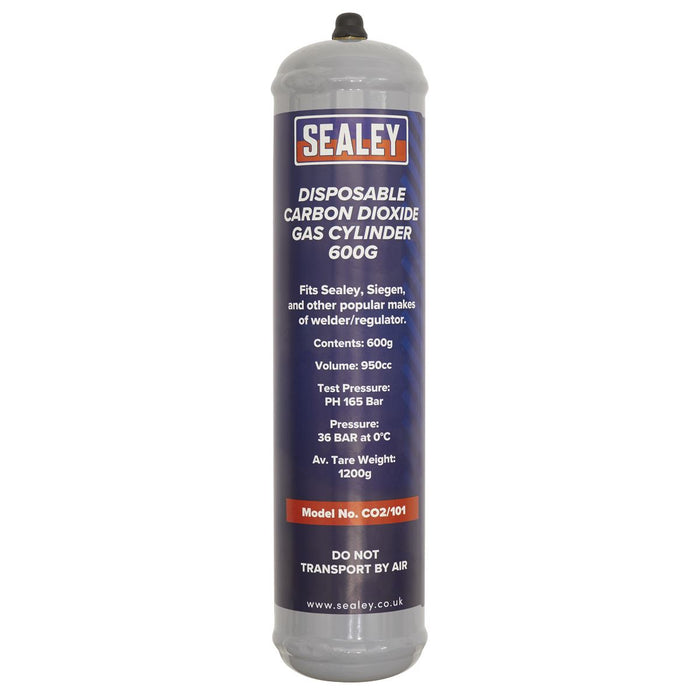 Sealey Gas Cylinder Disposable Carbon Dioxide 600g CO2/101 Sealey - Dynamic Drive