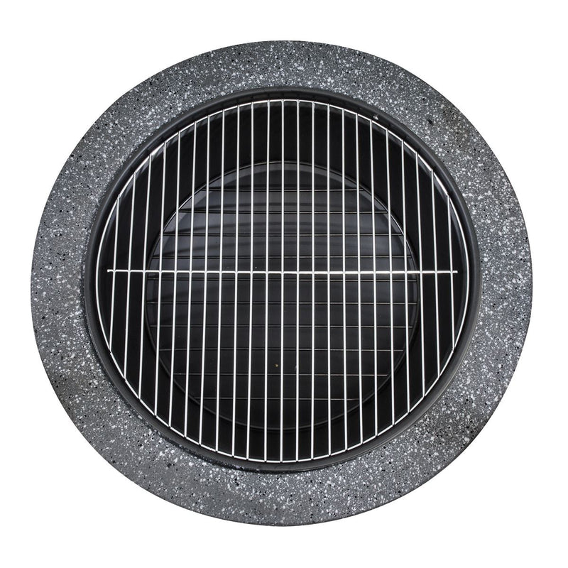 Dellonda Round MgO Fire Pit with BBQ Grill Ø60cm Safety Mesh Screen - Dark Grey Dellonda - Dynamic Drive