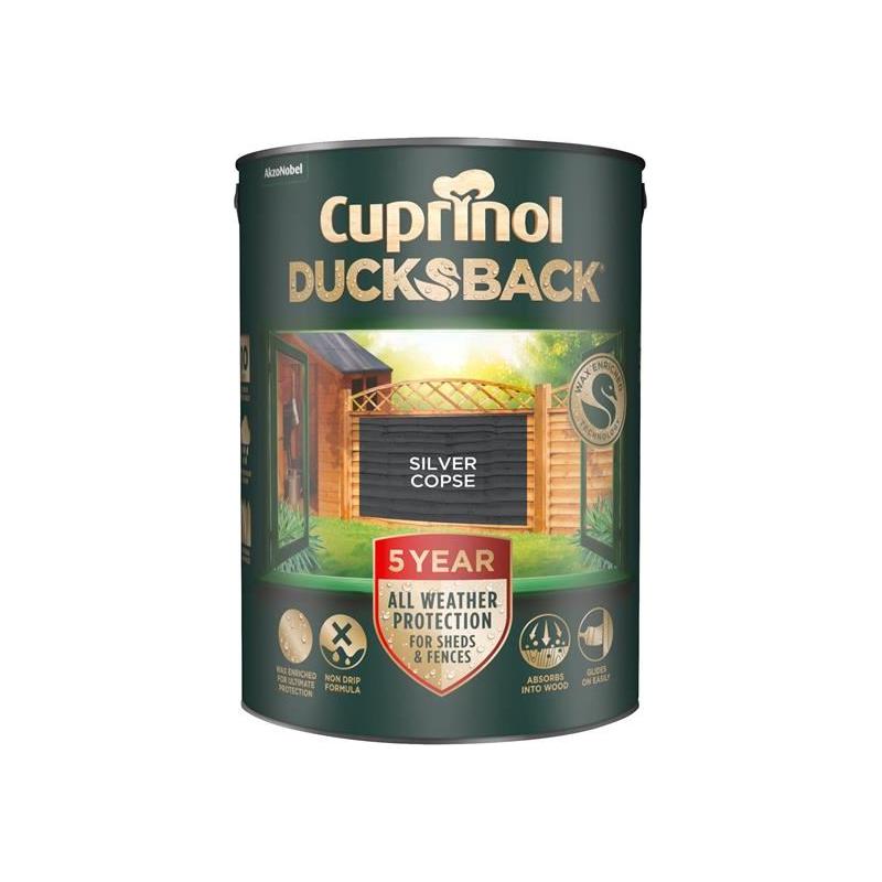 Cuprinol Ducksback 5 Year Waterproof for Sheds & Fences Silver Copse 5 litre Cuprinol - Dynamic Drive