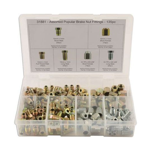 Connect Assorted Brake Nut Fittings 135pc 31881 Tool Connection - Dynamic Drive