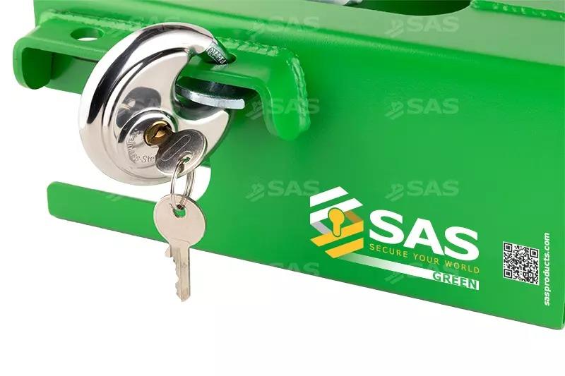 SAS Green Series Vault Hitchlock Coupling Trailer Lock Robust Universal High Viz SAS - Dynamic Drive