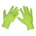 Diamond Grip Extra-Thick Nitrile Powder-Free Gloves Hi-Vis Green XL Pack of 50 Sealey - Dynamic Drive