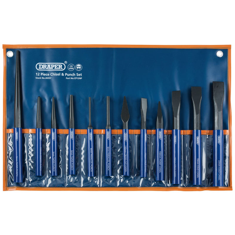 Draper Cold Chisel and Punch Set (12 Piece) 26557 Draper - Dynamic Drive