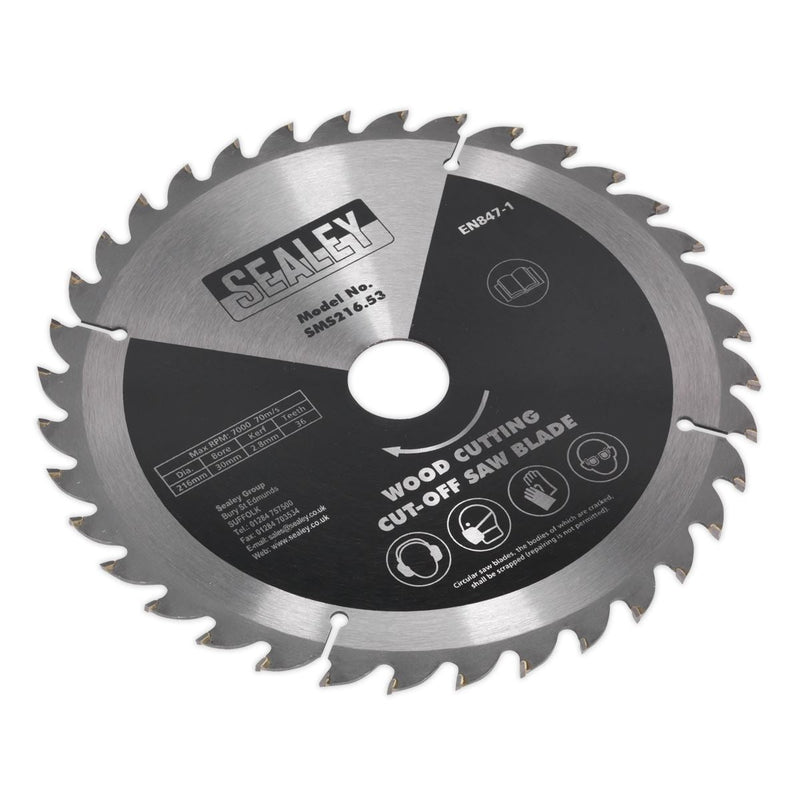 Sealey Cut-Off Saw Blade 216 x 2.8mm/30mm 36tpu SMS216.53 Sealey - Dynamic Drive