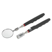 Sealey Telescopic Magnetic LED Pick-Up Tool & Inspection Mirror Set 2pc S0941 Siegen by Sealey - Dynamic Drive