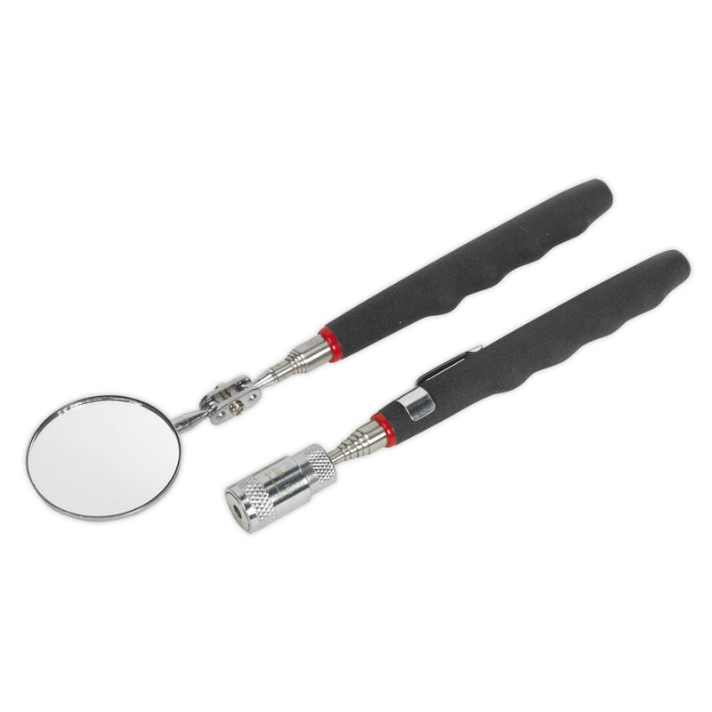 Sealey Telescopic Magnetic LED Pick-Up Tool & Inspection Mirror Set 2pc S0941 Siegen by Sealey - Dynamic Drive