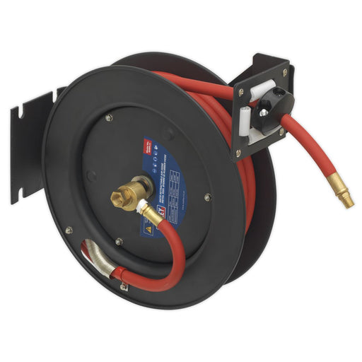 Sealey Retractable Air Hose Steel Reel 8m 10mm ID Rubber Hose SA84 Sealey  - Dynamic Drive