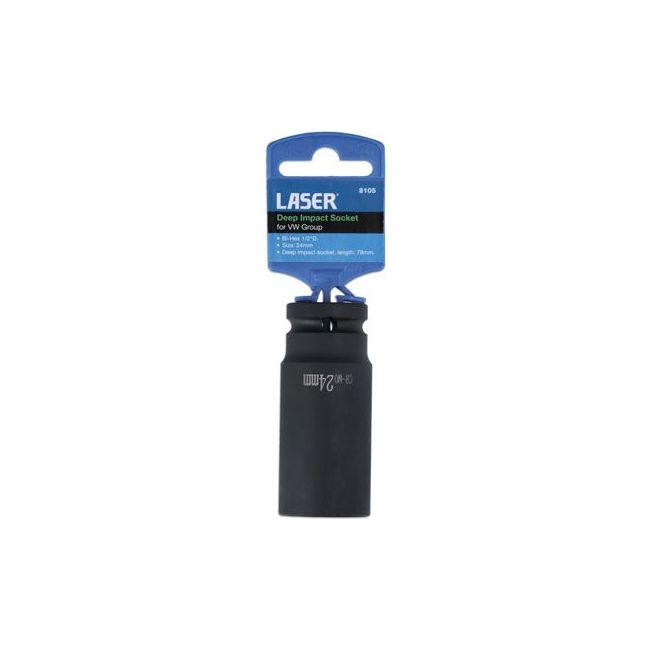 Laser Deep Impact Socket 1/2"D 24mm Bi-Hex - for VW Group 8105 Laser - Dynamic Drive