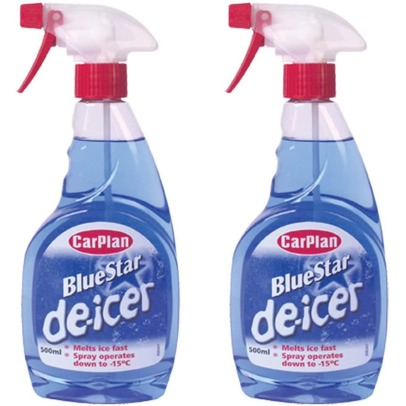 2x CarPlan Blue Star De Icer De-Icer Trigger Spray Winter Car 500ml CarPlan - Dynamic Drive
