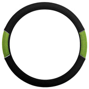 Universal Green and Black Car Steering Wheel Cover Non-Slip Soft Faux Leather Sakura  - Dynamic Drive