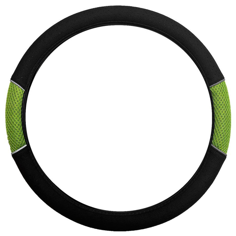 Universal Green and Black Car Steering Wheel Cover Non-Slip Soft Faux Leather Sakura  - Dynamic Drive