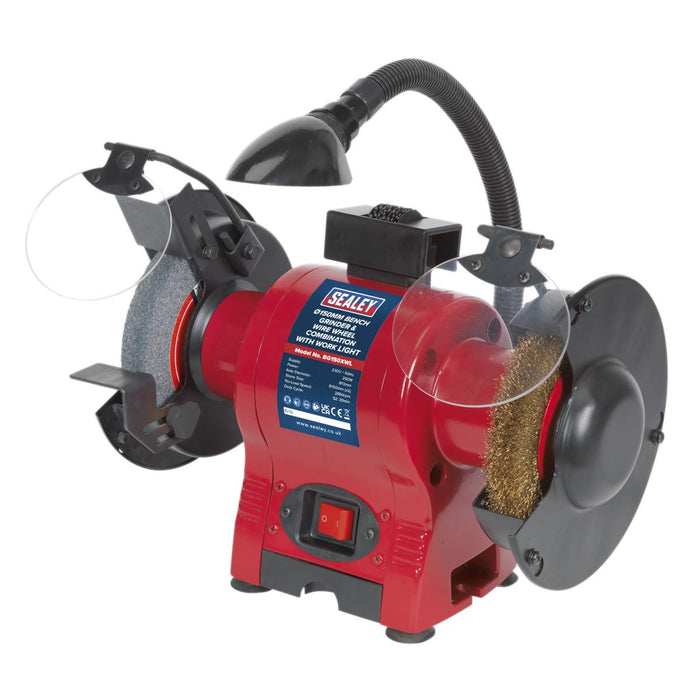 Sealey Bench Grinder 150mm & Wire Wheel Combo with Work Light 230V BG150XWL Sealey  - Dynamic Drive