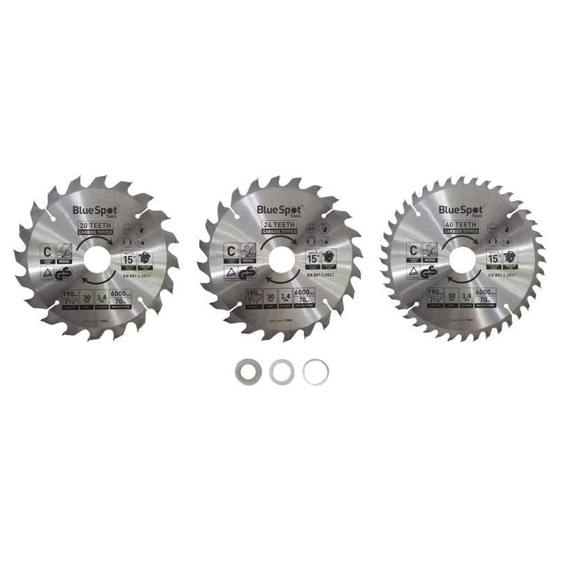 Bluespot Tools 190mm Circular Saw Blade Set, 3 Piece BlueSpot Tools - Dynamic Drive