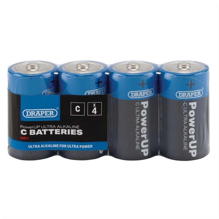 Draper PowerUP Ultra Alkaline C Batteries (Pack of 4) 03977 Draper - Dynamic Drive