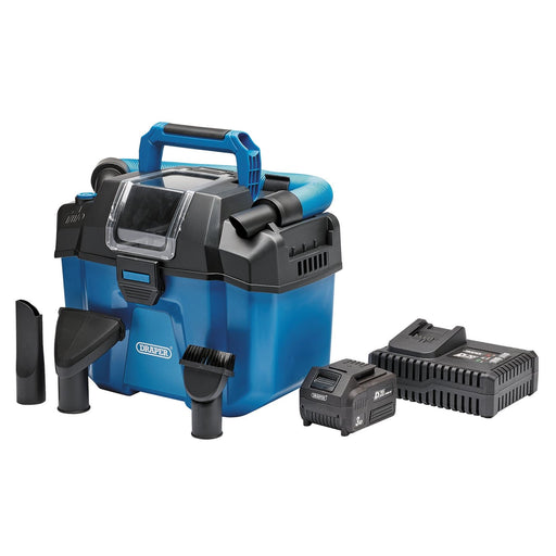 Draper D20 20V Wet and Dry Vacuum Cleaner, 1 x 4.0Ah Battery, 1 x Fast Charger Draper - Dynamic Drive