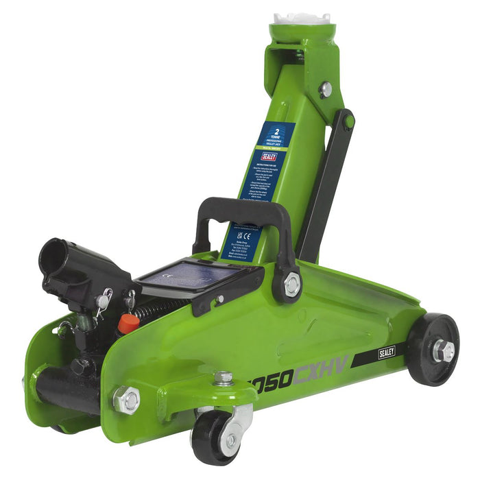 Sealey Short Chassis Trolley Jack 2 Tonne - Green 1050CXHV Sealey - Dynamic Drive
