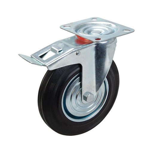 Fixman Heavy Duty Braked Rubber Castor 200mm 200kg Fixman - Dynamic Drive