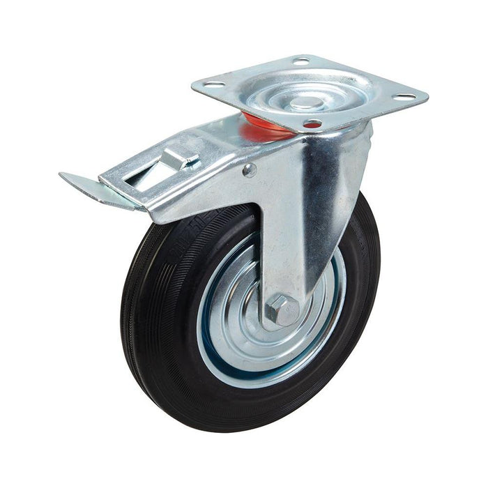 Fixman Heavy Duty Braked Rubber Castor 200mm 200kg Fixman - Dynamic Drive