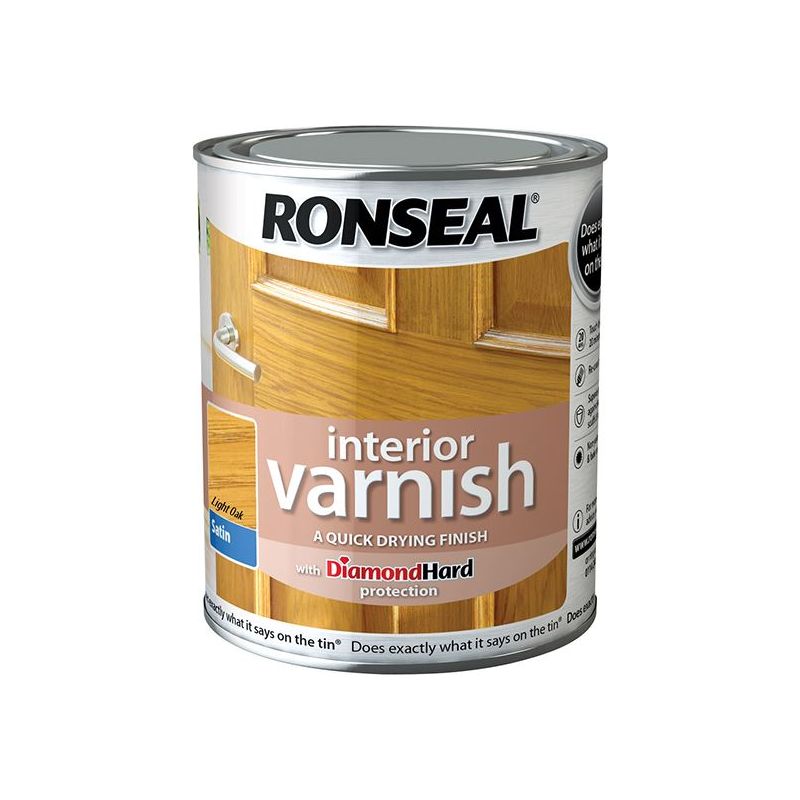 Ronseal Interior Varnish Quick Dry Satin Light Oak 750ml Ronseal - Dynamic Drive