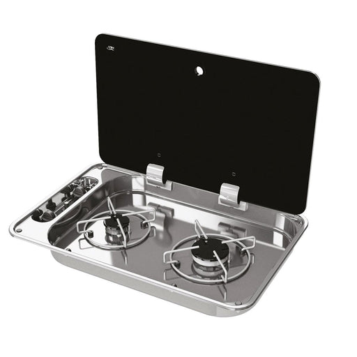 CAN Hoodiny Hob Unit 530 x 340mm (Glass Lid / 2 Burners / 12V) CAN - Dynamic Drive