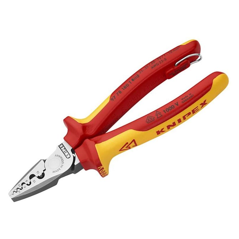 Knipex VDE Crimping Pliers with Tether Point 180mm Knipex - Dynamic Drive