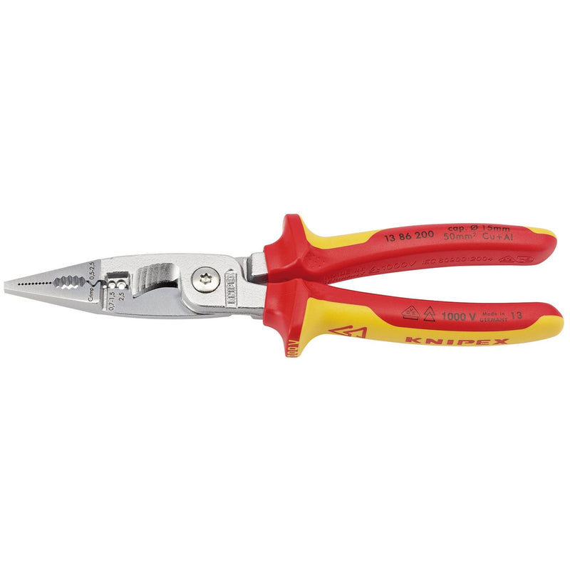 Draper Knipex 13 86 200 SB VDE Electricians Universal Installation Pliers, 200mm Draper - Dynamic Drive