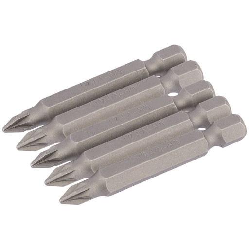 Draper PZ Type Insert Bit, 1/4" Hex, 50mm Long, No.1 (Pack of 5) 64281 Draper - Dynamic Drive