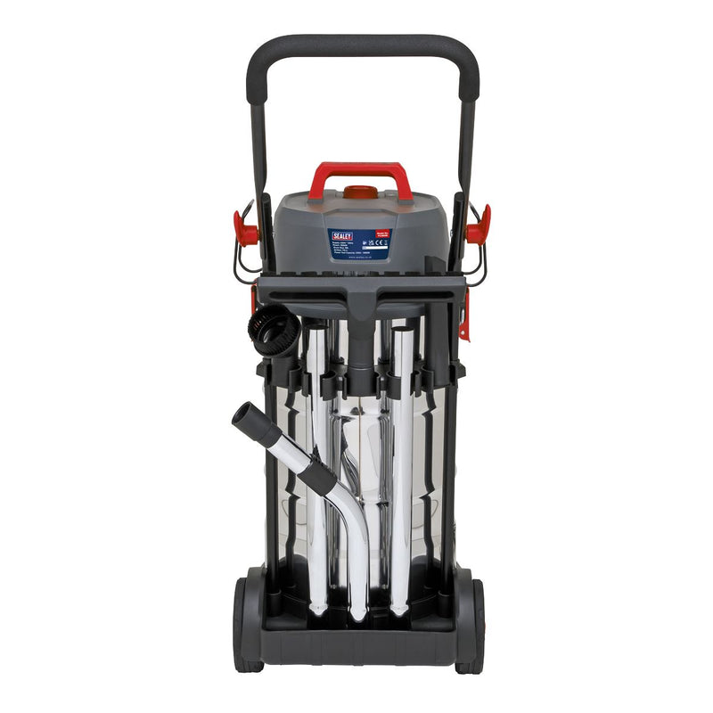 Sealey Vacuum Cleaner Industrial Dust-Free Wet/Dry 38L 1500W/230V Stainless Stee Sealey - Dynamic Drive