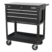 Sealey Heavy-Duty Mobile Tool & Parts Trolley with 4 Drawers & Lockable Top Blac Sealey - Dynamic Drive