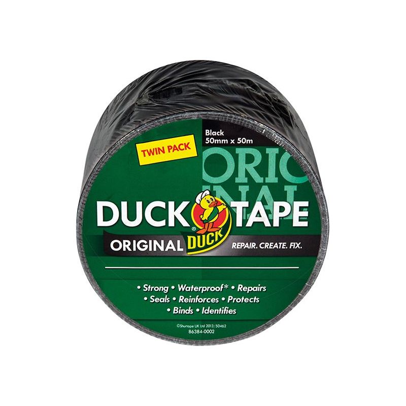 Shurtape Duck Tape® Original 50mm x 50m Black (Twin Pack) Shurtape - Dynamic Drive