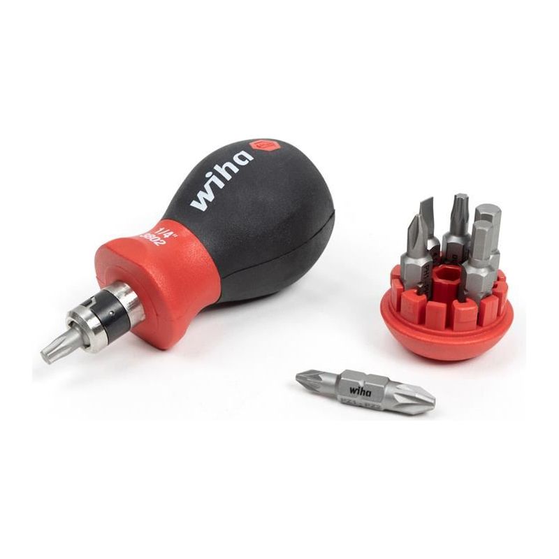 Wiha Magnetic SoftFinish® Stubby Screwdriver with Bit Magazine (SL, PH) Wiha - Dynamic Drive